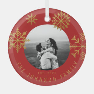 Red Gold Christmas Newlyweds Gift Glass Tree Decoration