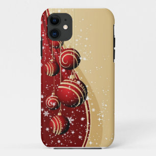 Red Gold Christmas Ornaments iPhone Case