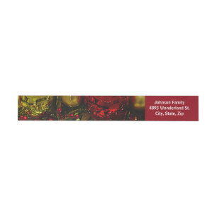 Red & Gold Christmas Ornaments Tree Wrap Address Wraparound Address Label
