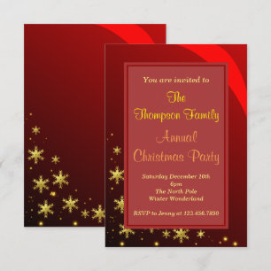Red Gold Christmas Party Invitation