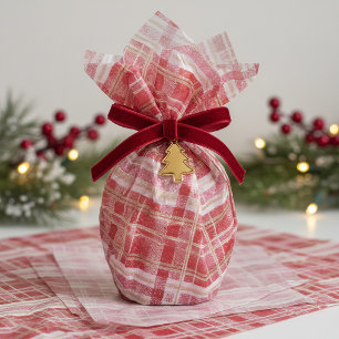 Red Gold Christmas Plaid Pattern#2 ID1009 Tissue Paper