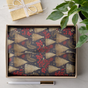 Red Gold Christmas Tartan Pattern#31 ID1009 Tissue Paper