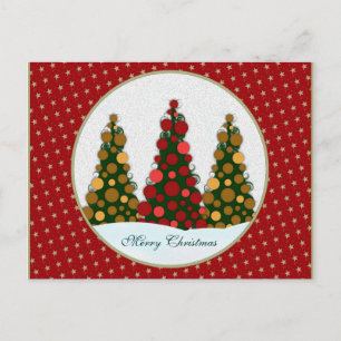 Red & Gold  Christmas Tree Postcard