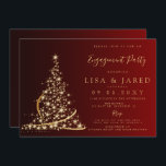 Red Gold Christmas Tree Winter Engagement Party  Invitation<br><div class="desc">Red Gold Christmas Tree Winter Engagement Party Invitation</div>
