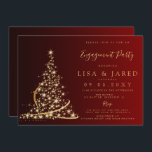 Red Gold Christmas Tree Winter Engagement Party  Invitation<br><div class="desc">Red Gold Christmas Tree Winter Engagement Party Invitation</div>