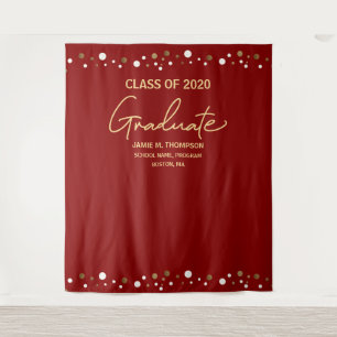 Red Gold Class of 2020 backdrop graduation Tapestry