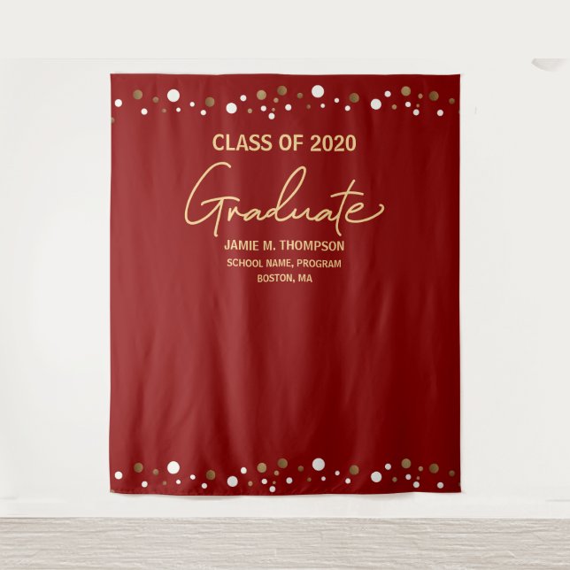 Red Gold Class of 2020 backdrop graduation Tapestry (Front)