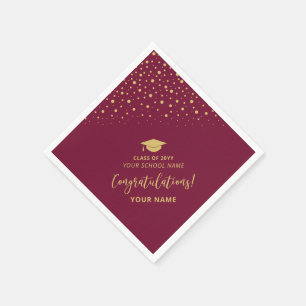 Red Gold Class of School Graduation Party Napkin