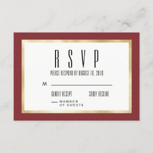 Red + Gold Classic Wedding Invitation RSVP Card