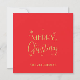 Red & Gold Colors Merry Christmas Family Name Card