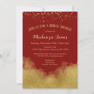 Red Gold Confetti Bridal Shower Invitation