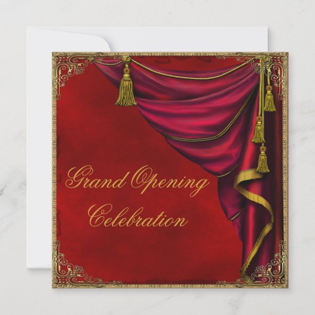 Red Gold Corporate Business Grand Opening Invitation (Front)
