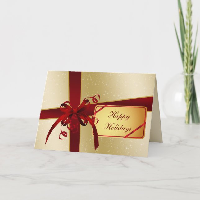 red gold Corporate holiday Cards (Front)
