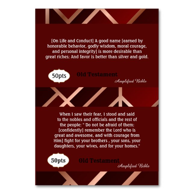 Red/Gold Courage Cards (Back)