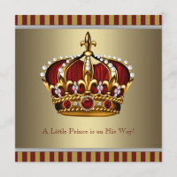 Red Gold Crown Little Prince Boy Baby Shower