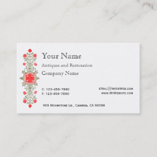 Red Gold Daisy Etching Business Cards