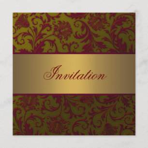 Red Gold Damask All Occasion Invitation Template