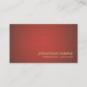 Red Gold Damask Glamourous Plain Luxury Trendy Business Card