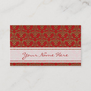 Red & Gold Damask Pattern Business Card