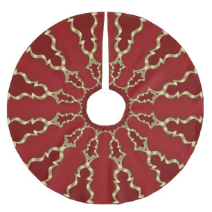 Red Gold Decorative Christmas Holiday Tree Skirt