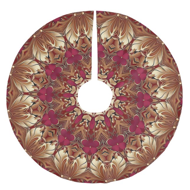 Red Gold Decorative Tree Skirt (Front)