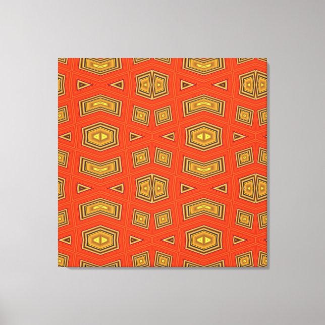 Red Gold Diamond Pattern Canvas Print (Front)