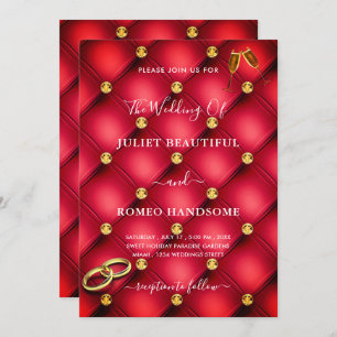 Red Gold Diamond Tifted Wedding Invitation