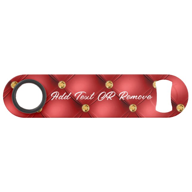 Red Gold Diamond Tufted Custom Text Bar Key (Front (Horizontal))
