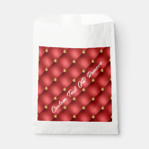 Red Gold Diamond Tufted Custom Text Favour Bag