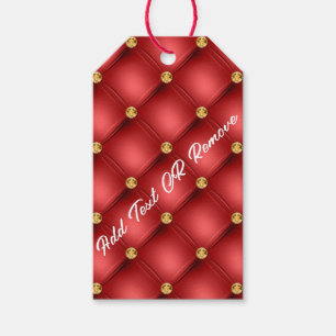 Red Gold Diamond Tufted Custom Text Gift Tags