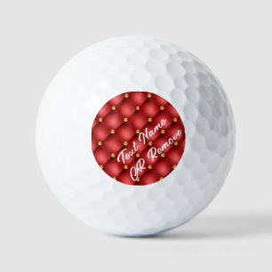 Red Gold Diamond Tufted Custom Text Golf Balls