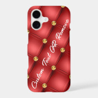 Red Gold Diamond Tufted Custom Text iPhone Case