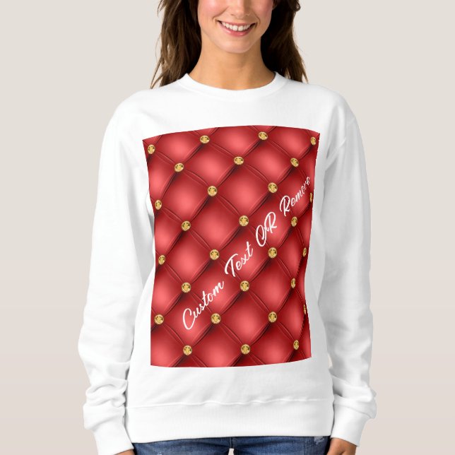 Red Gold Diamond Tufted Custom Text Sweatshirt (Front)