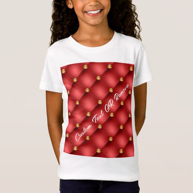 Red Gold Diamond Tufted Custom Text T-Shirt (Front)