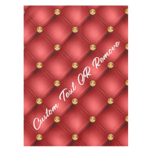 Red Gold Diamond Tufted Custom Text Tablecloth