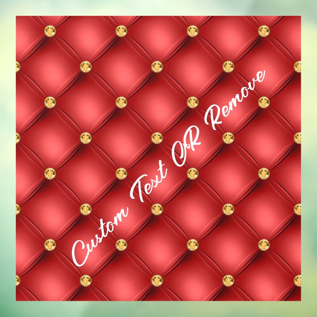 Red Gold Diamond Tufted Custom Text Window Cling (Sheet 3)