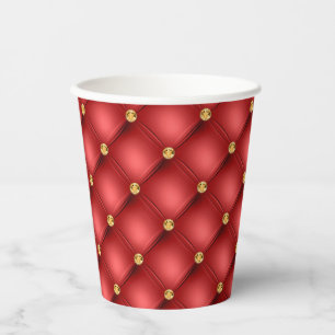 Red Gold Diamond Tufted Paper Cups