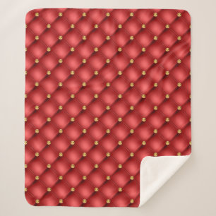 Red Gold Diamond Tufted Sherpa Blanket