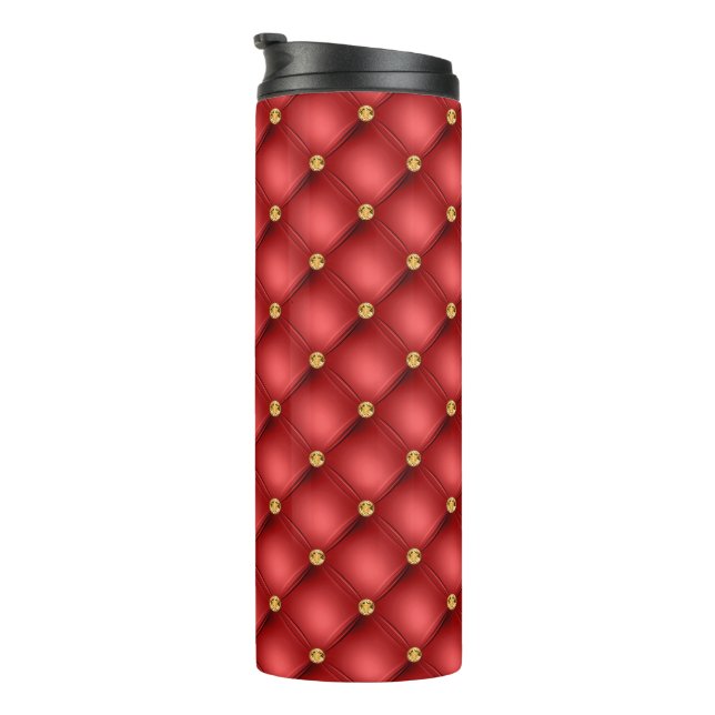 Red Gold Diamond Tufted Thermal Tumbler (Rotated Right)