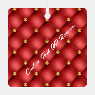 Red Gold Diamonds Christmas Ornament Custom Text