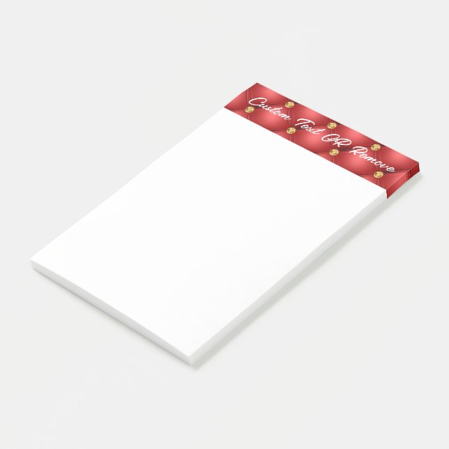 Red Gold Diamonds Tufted Personalised Sticky Notes (Angled)