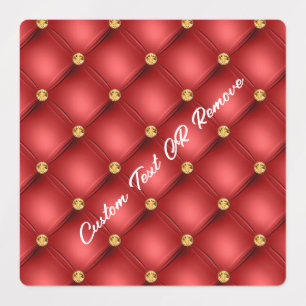 Red Gold Diamonds Tufted Stickers with Custom Text