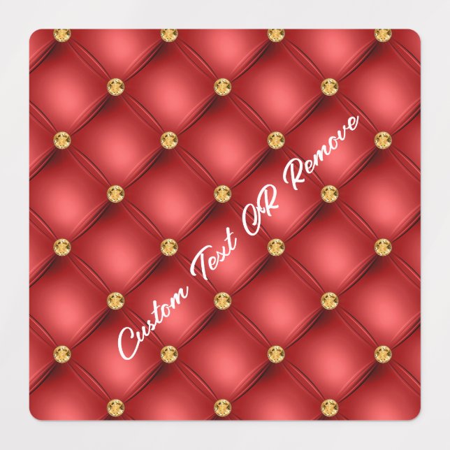 Red Gold Diamonds Tufted Stickers with Custom Text (Design 1)