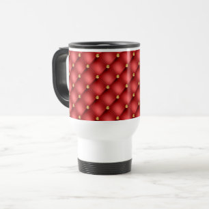 Red Gold Diamonds Tufted Travel Mug