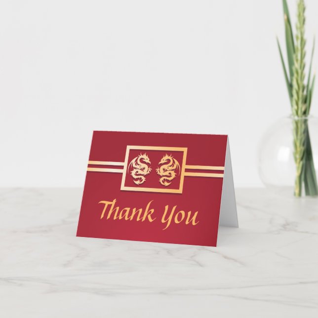 Red & Gold Dragon Thank You Cards (Front)