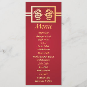 Red & Gold Dragon Wedding Reception Dinner Menu