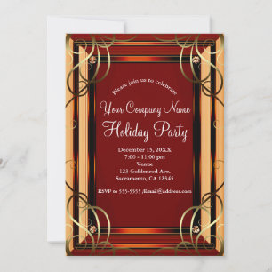 Red & Gold Elegant Company Corporate Holiday Party Invitation