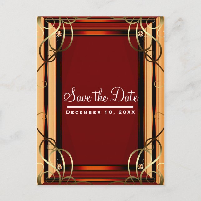 Red & Gold Elegant Company Corporate Save the Date Announcement Postcard (Front)