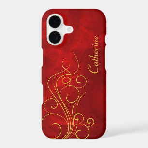 Red Gold Elegant Swirl