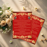 Red gold elephants Indian wedding rituals program Invitation<br><div class="desc">Red and gold elephants Indian wedding rituals program . Classical traditional Hindu wedding program - read and customize to your requirements on both sides</div>